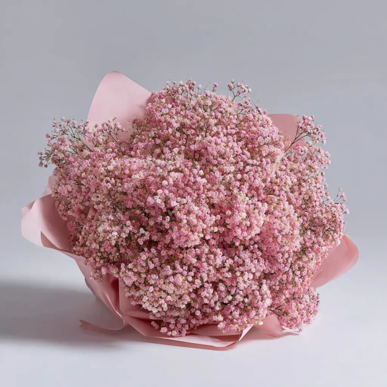 Монобукет из розовой гипсофилы