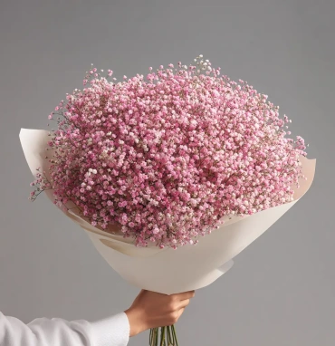 Монобукет из розовой гипсофилы