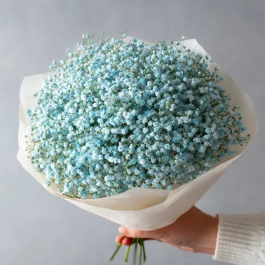 Монобукет из голубой гипсофилы