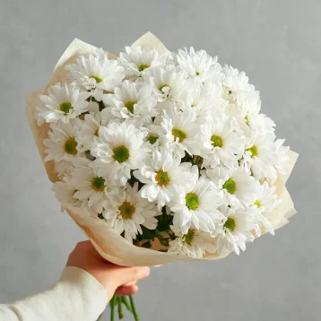 Монобукет из белых хризантем