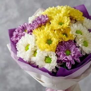 Монобукет из хризантем &laquo;Сиреневый рассвет&raquo; 1