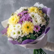 Монобукет из хризантем &laquo;Сиреневый рассвет&raquo; 0
