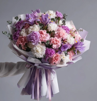 Букет с гвоздиками «Гармония оттенков»