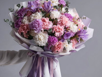 Букет с гвоздиками «Гармония оттенков»