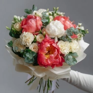 Букет с пионами &laquo;Персиковый закат&raquo; 0