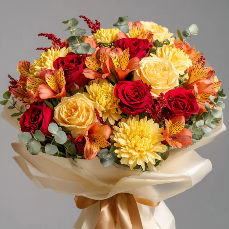 Букет с хризантемами &laquo;Огни сентября&raquo;